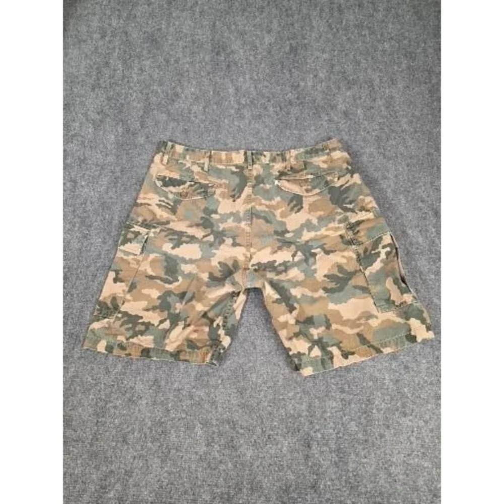 Levis Mens Camo‎ Cargo Shorts Green Brown Size 38 Relaxed Fit Cotton Utility